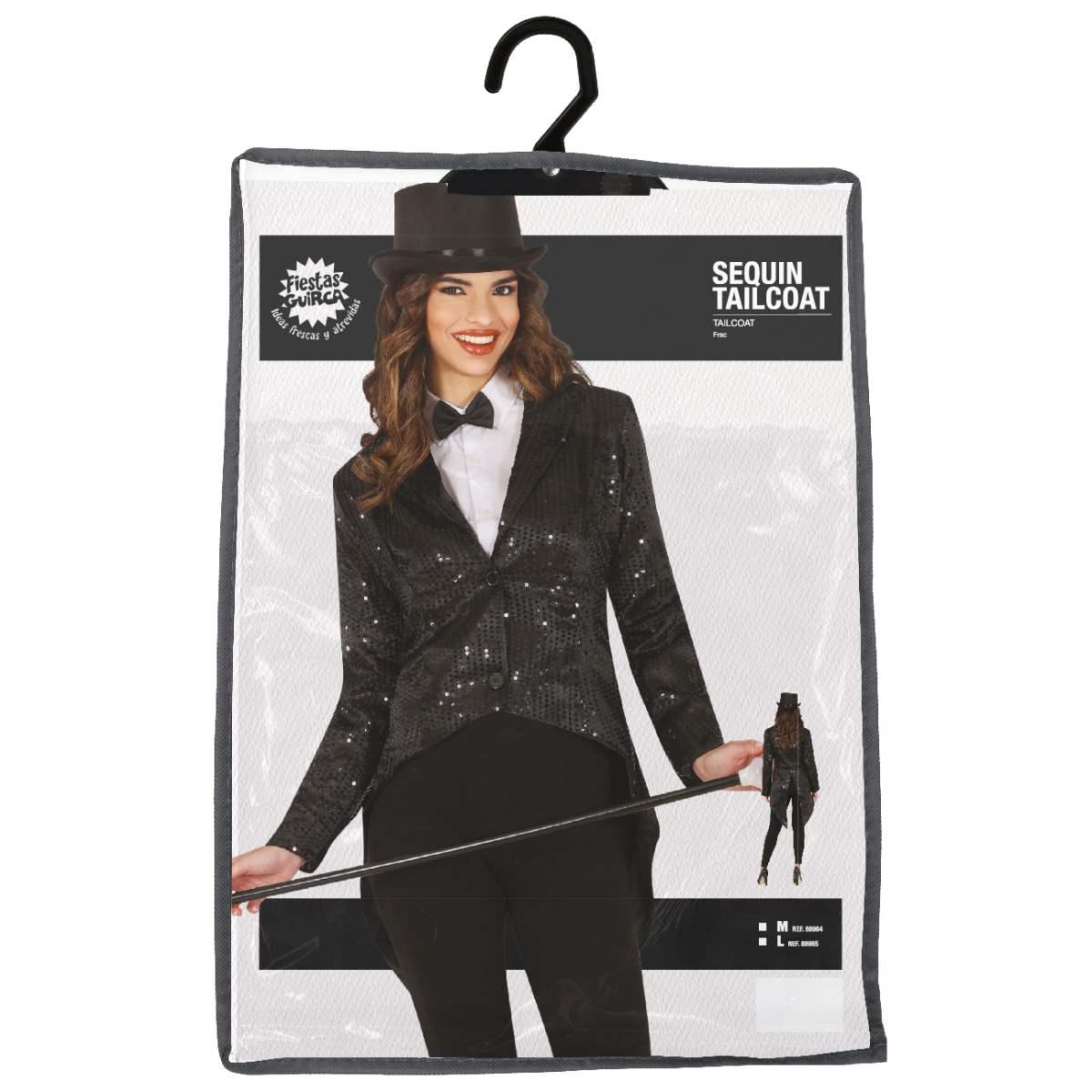 Costume frac paillettes nero