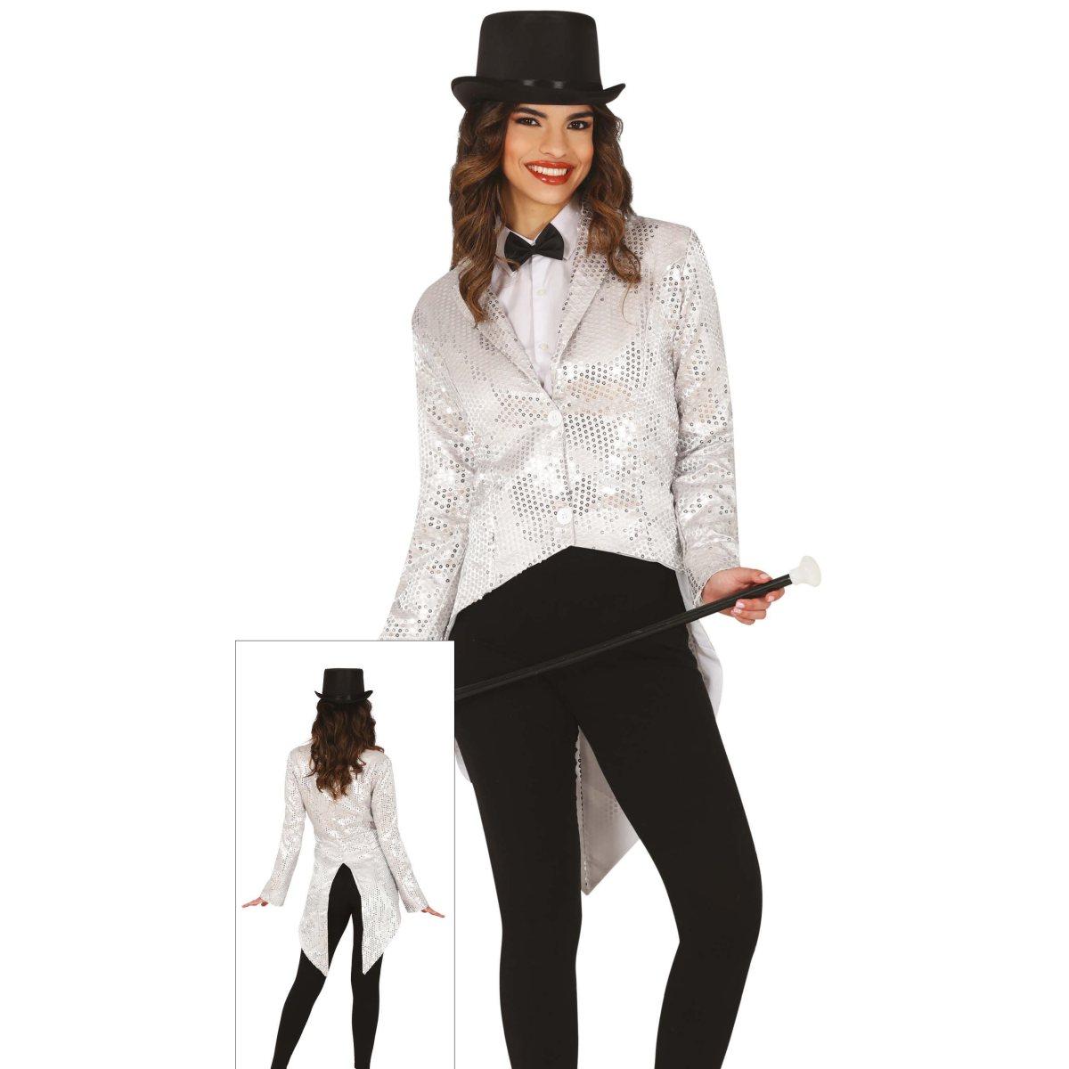 Costume frac paillettes argento
