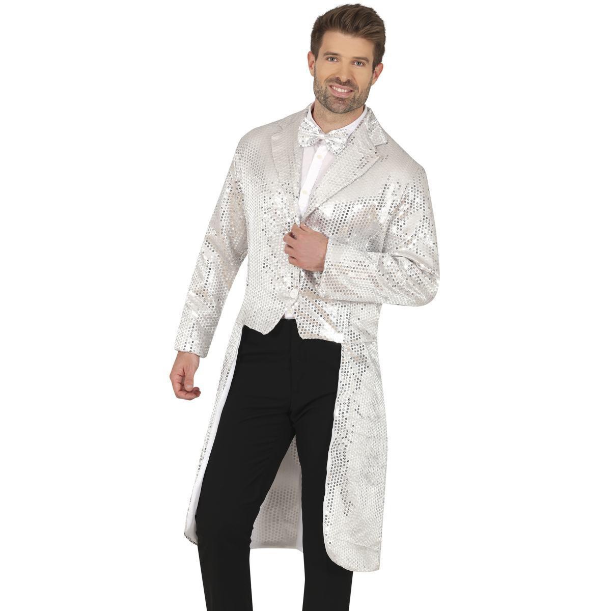 Costume frac paillettes argento