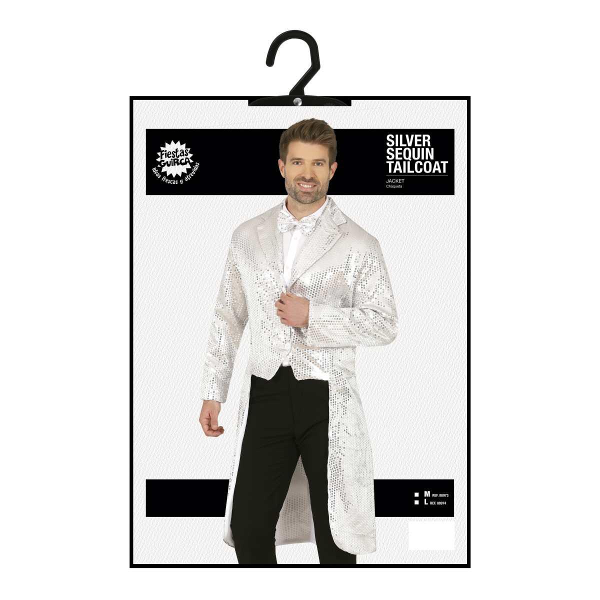Costume frac paillettes argento