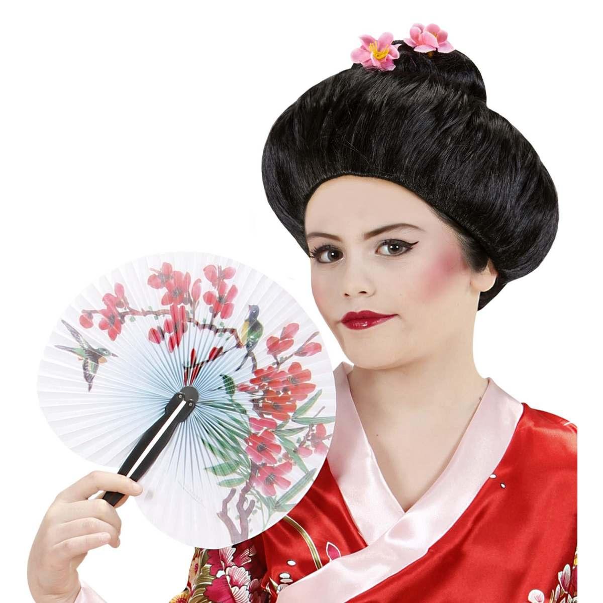 Parrucca geisha cignon fiori