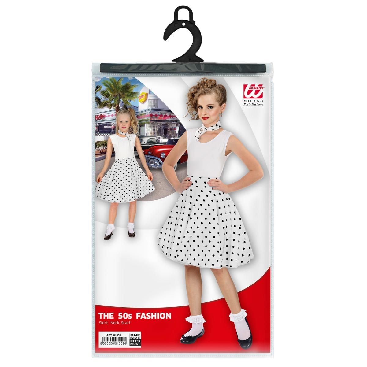 Gonna pin up anni 50 60 bianca pois foulard modello a