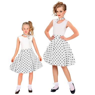 Gonna pin up anni 50 60 bianca pois foulard modello a