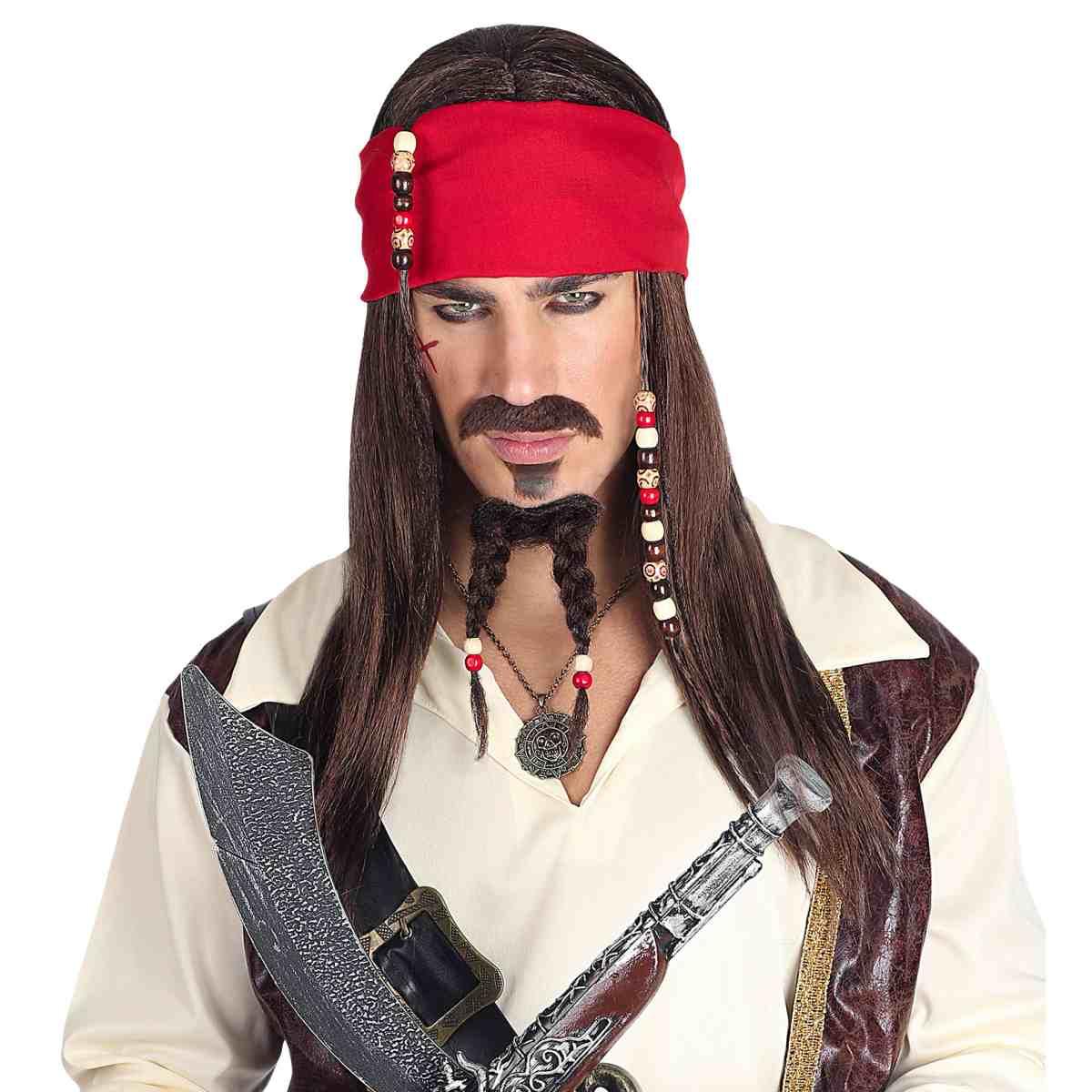 Parrucca pirata csatana bandana baffi pizzetto