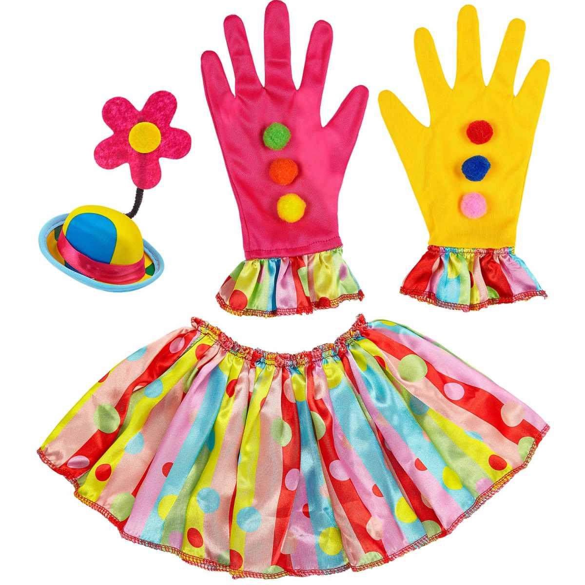 Collare clown guanti cappello