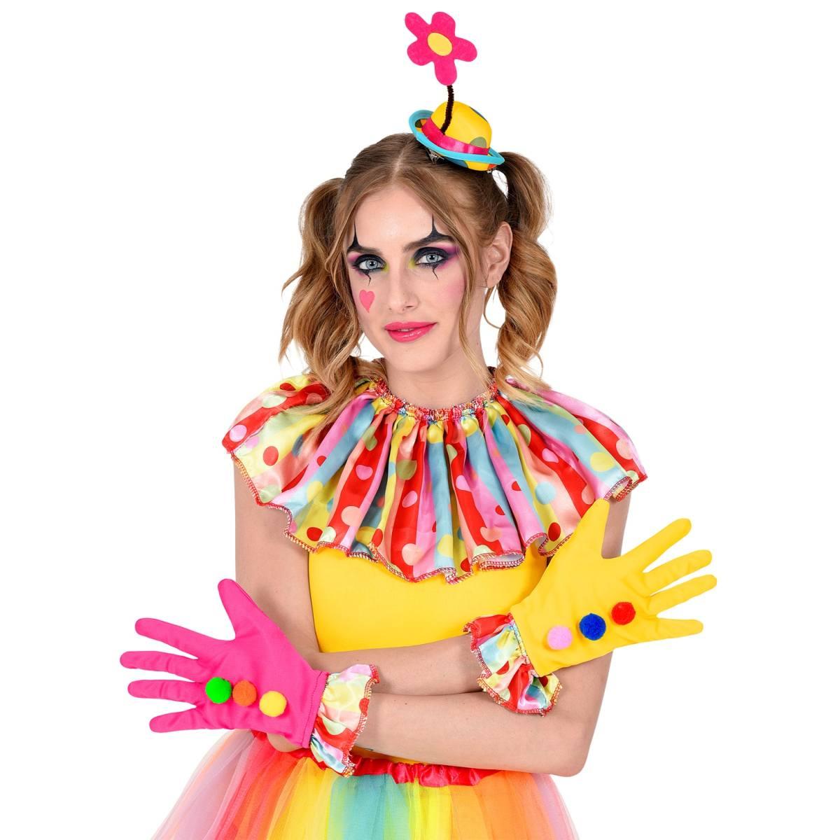 Collare clown guanti cappello