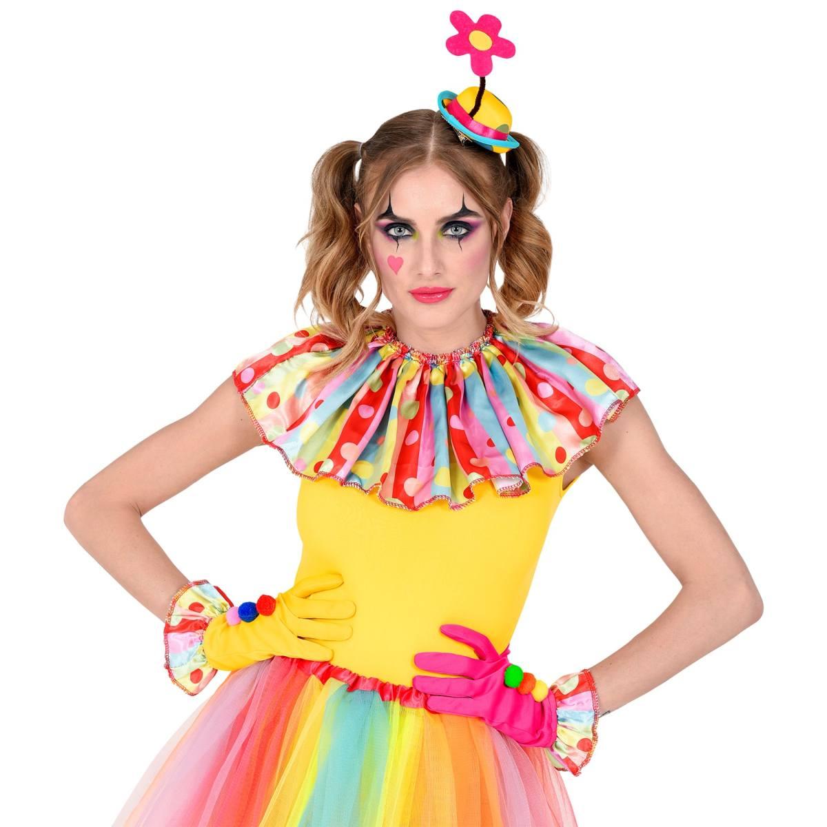 Collare clown guanti cappello