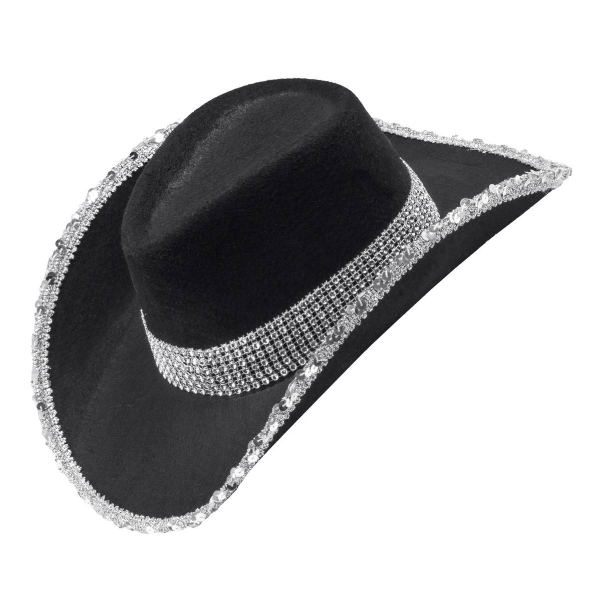 Cappello cowboy nero strass