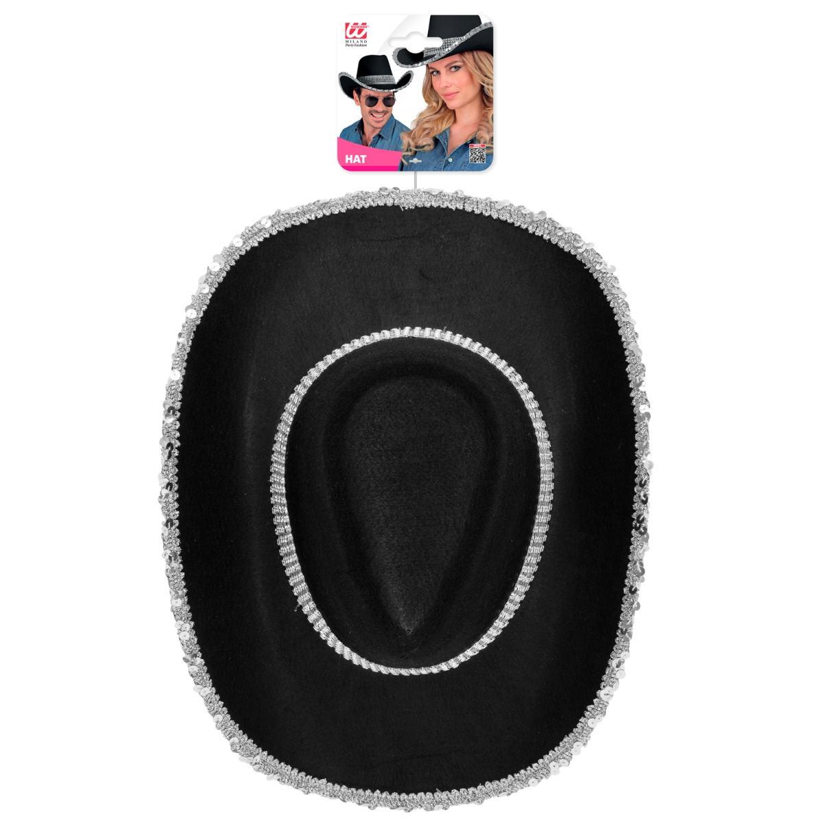 Cappello cowboy nero strass