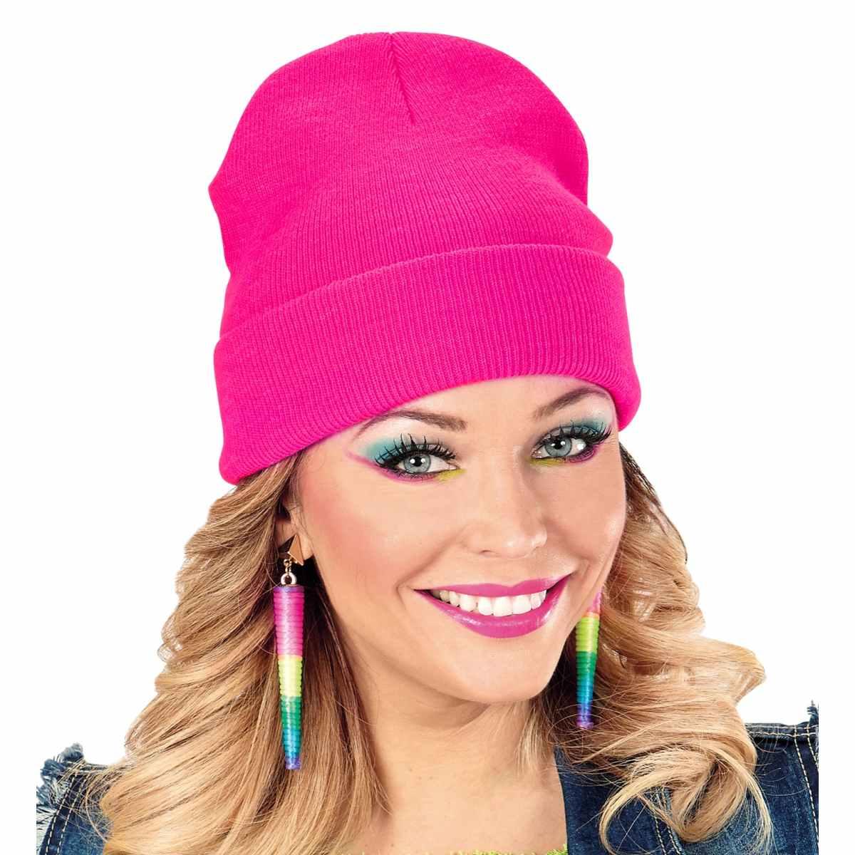 Cappello berretto rosa fluo lana