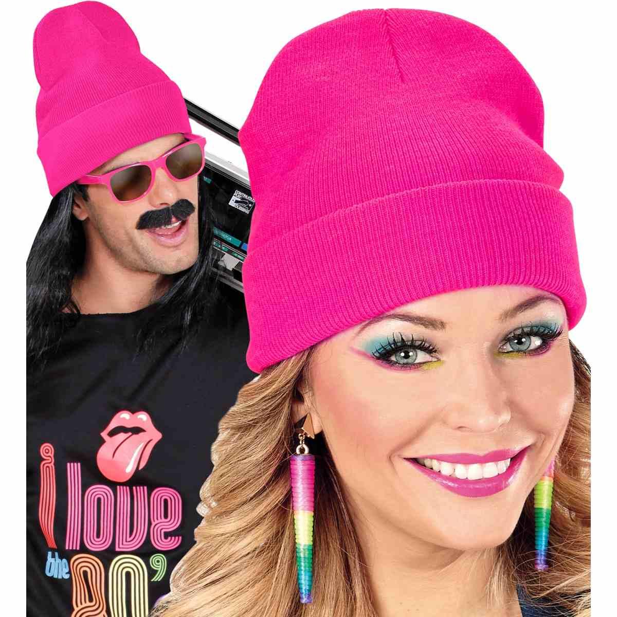 Cappello berretto rosa fluo lana
