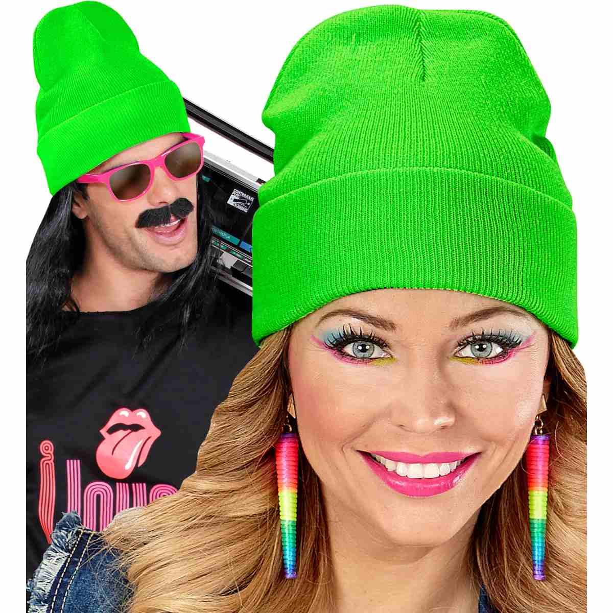 Cappello berretto verde fluo lana