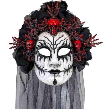 Maschera viso pvc horror dia de los muertos fiori velo