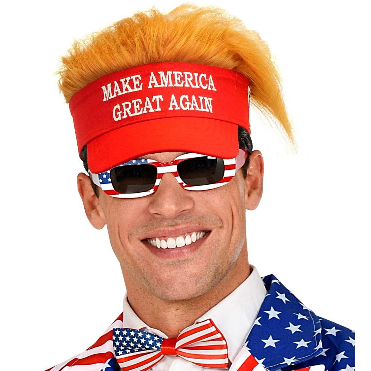 Visiera rossa capelli scritta america