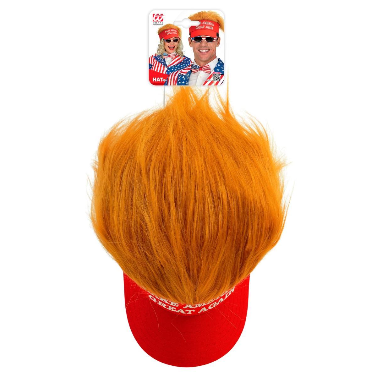 Visiera rossa capelli scritta america
