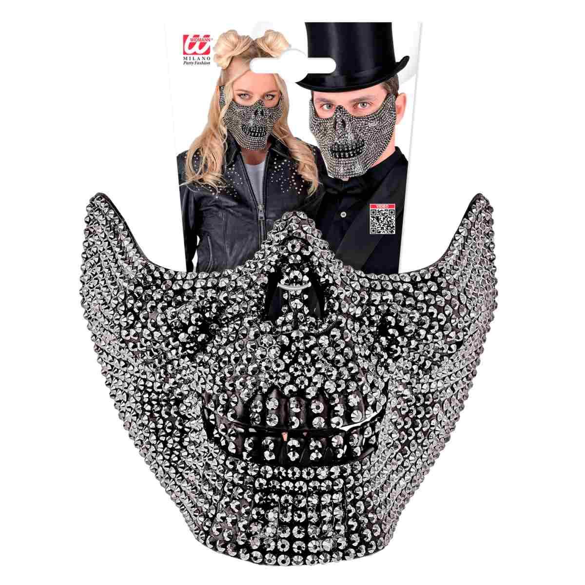 Maschera viso pvc horror teschio strass