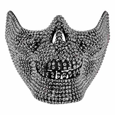 Maschera viso pvc horror teschio strass