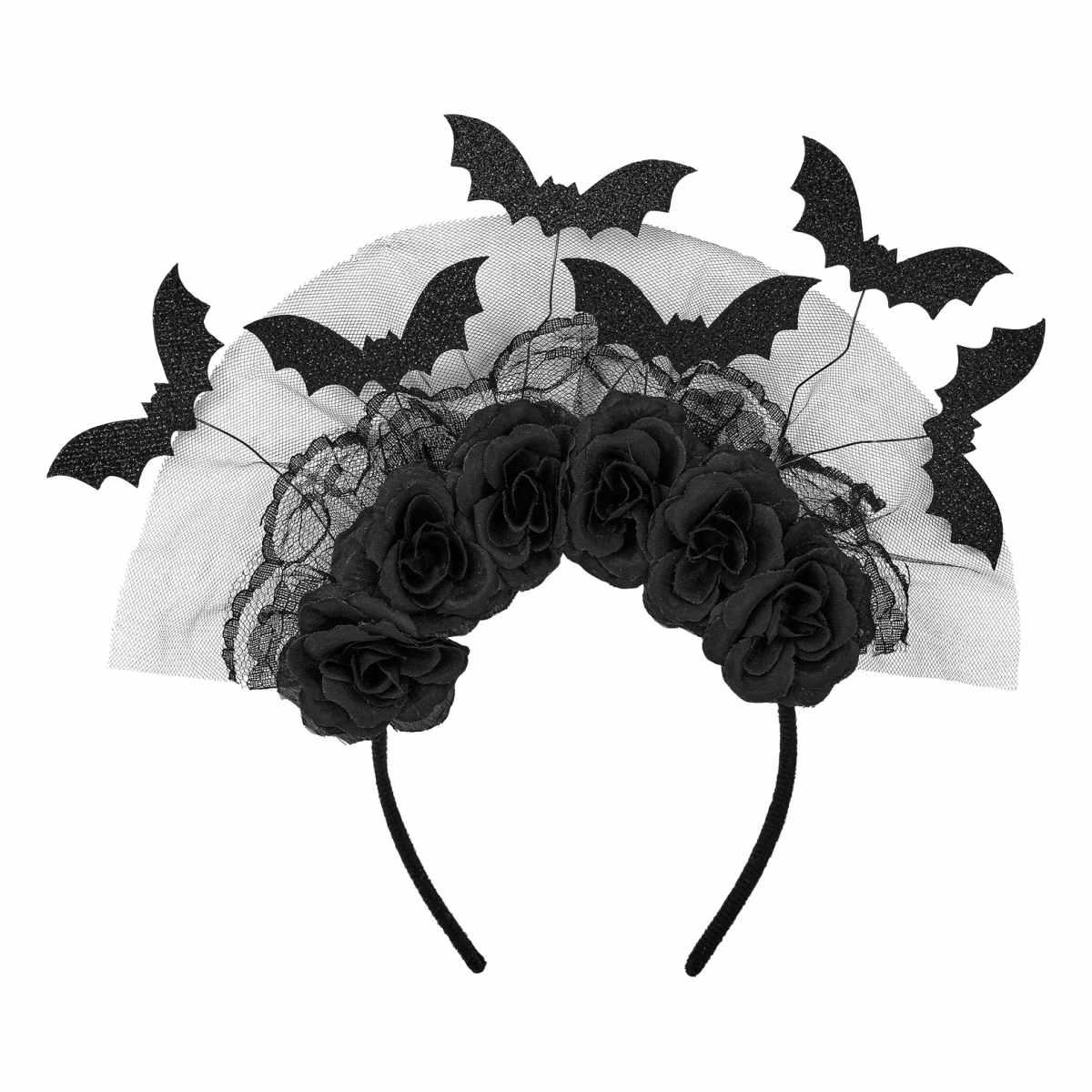 Cerchietto pipistrelli rose nere