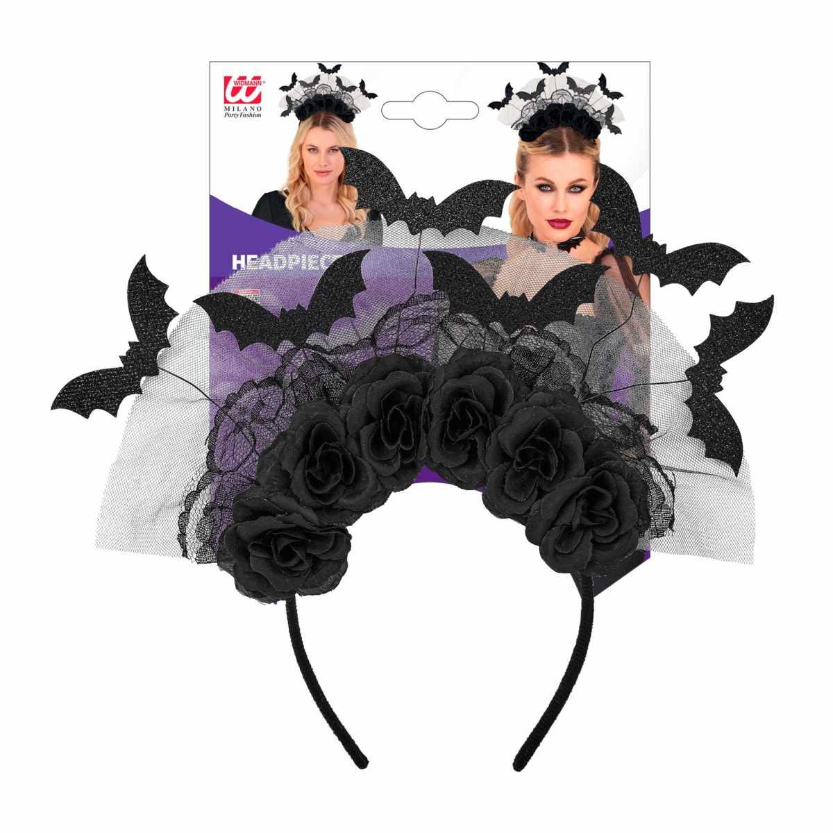 Cerchietto pipistrelli rose nere
