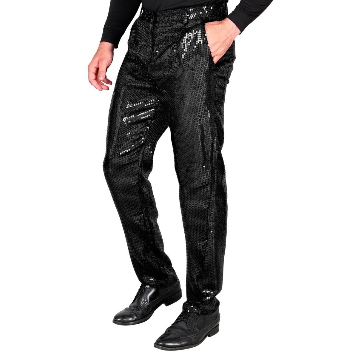 Pantaloni anni party disco nero paillettes