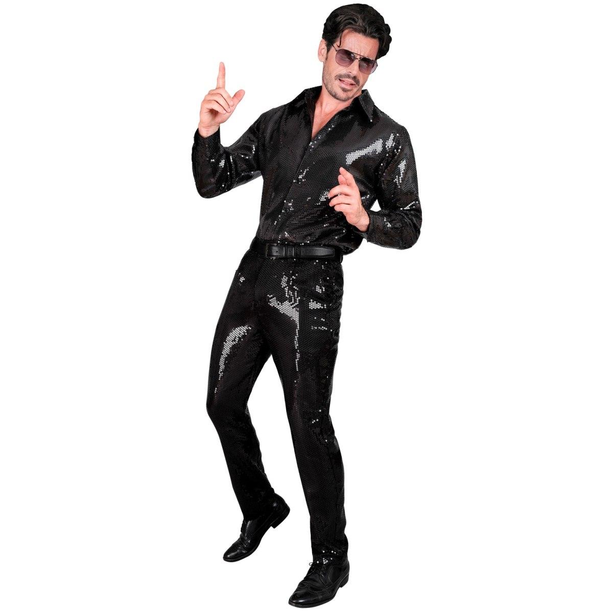 Pantaloni anni party disco nero paillettes