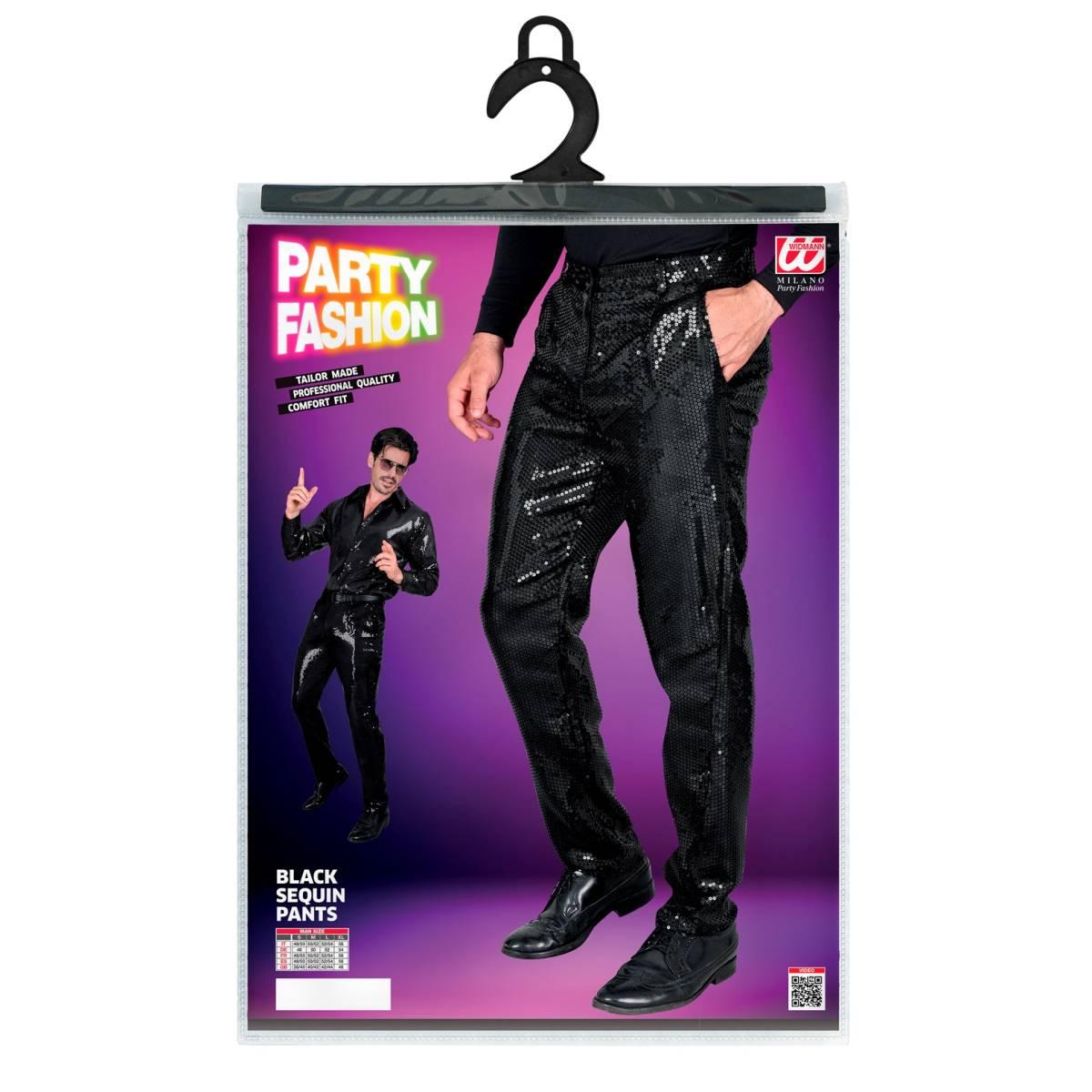 Pantaloni anni party disco nero paillettes