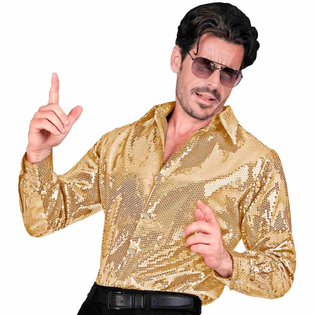 Camicia party disco oro paillettes