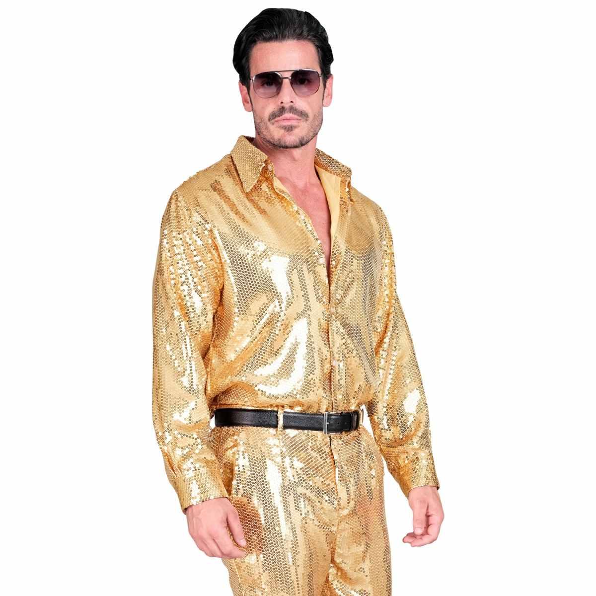 Camicia party disco oro paillettes
