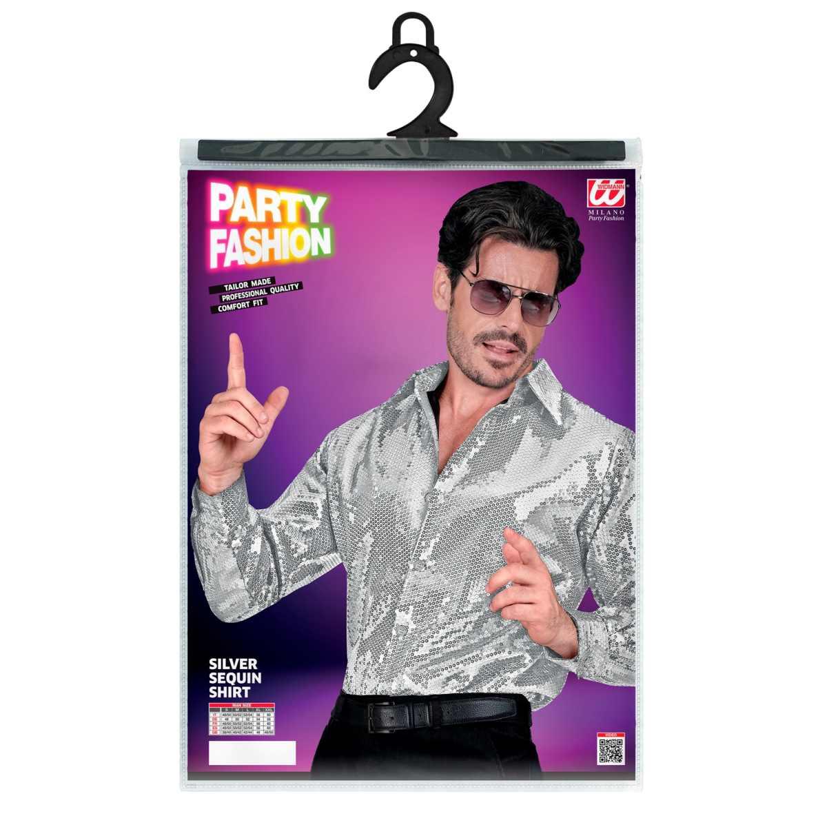 Camicia party disco paillettes argento