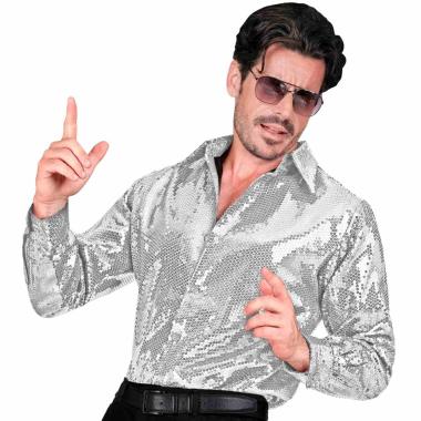 Camicia party disco paillettes argento