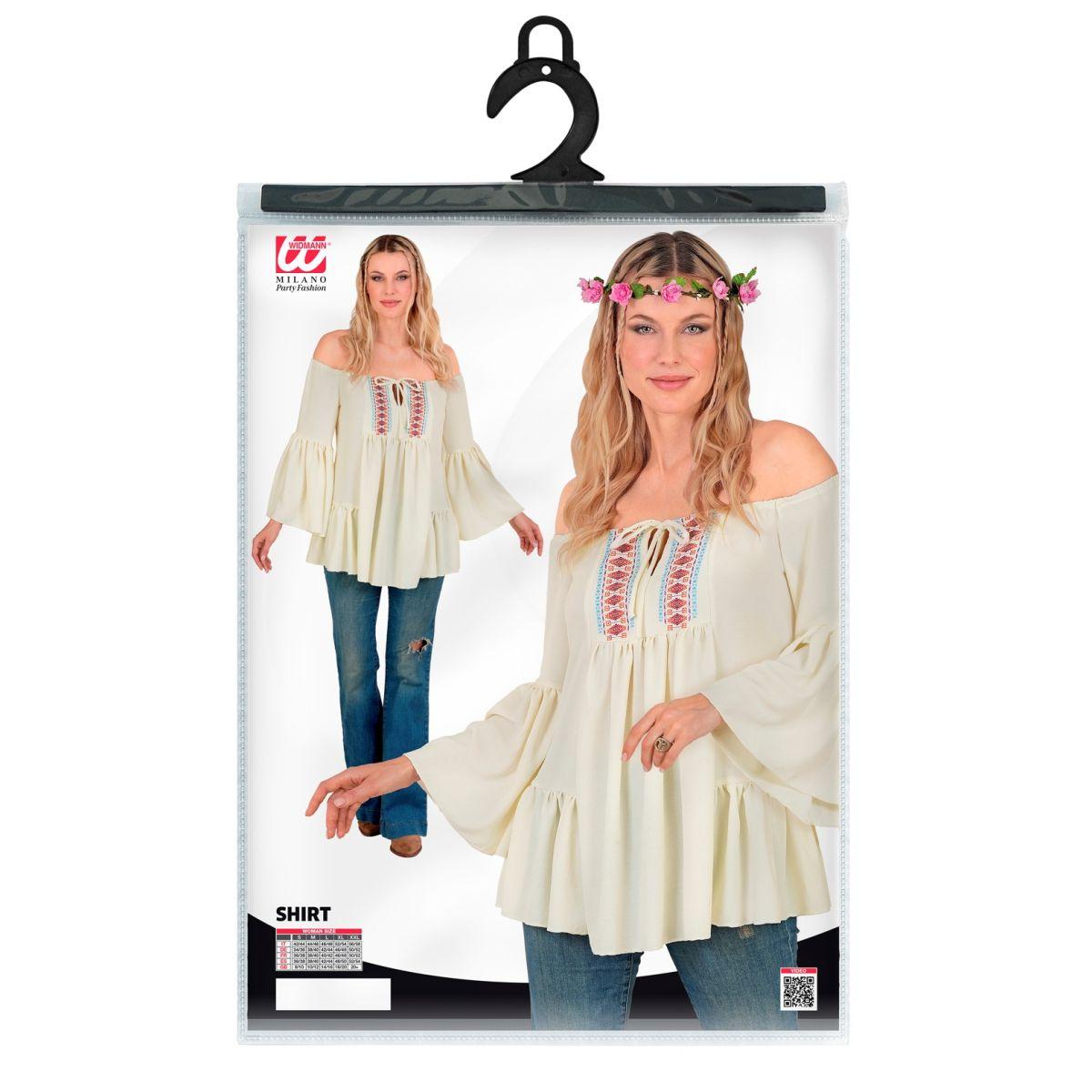 Camicia hippie beige lacci