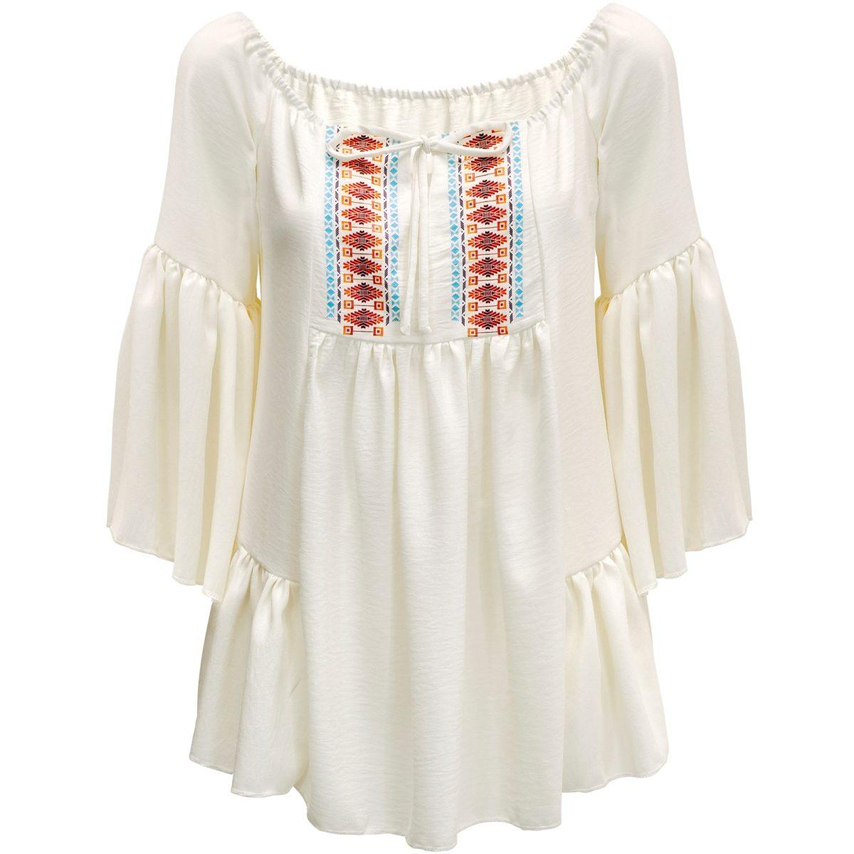 Camicia hippie beige lacci