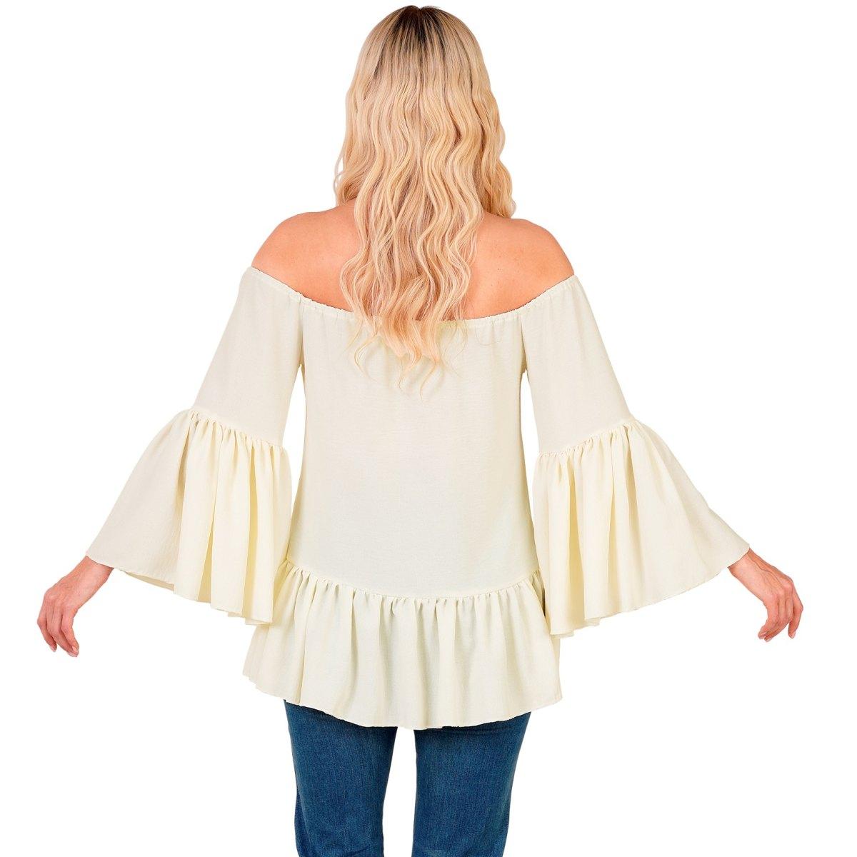 Camicia hippie beige lacci