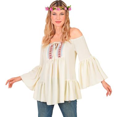 Camicia hippie beige lacci