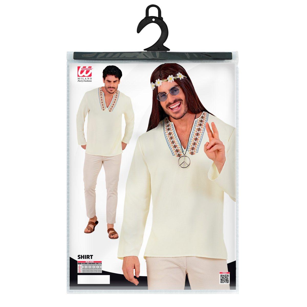 Camicia hippie beige ricami