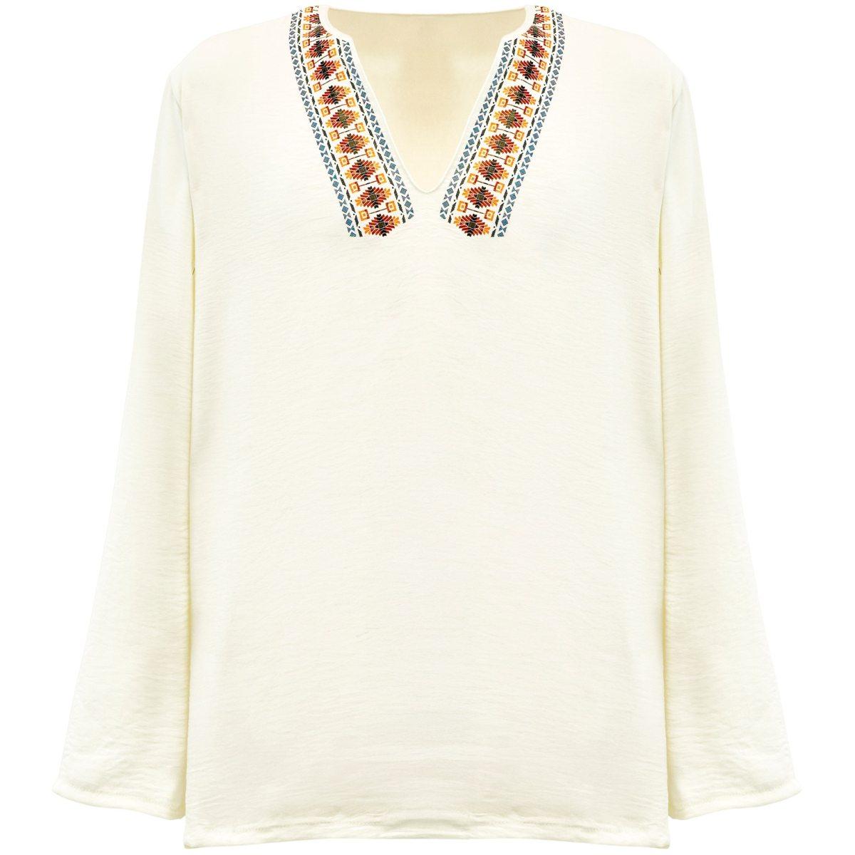Camicia hippie beige ricami