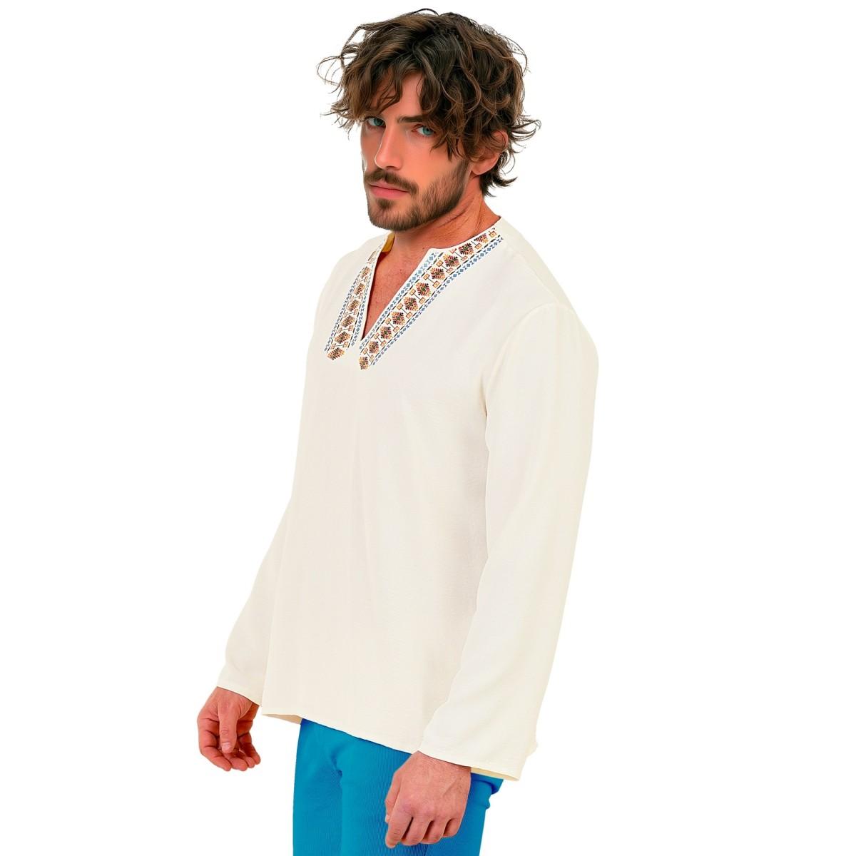 Camicia hippie beige ricami