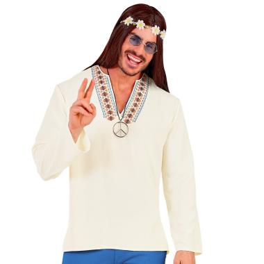 Camicia hippie beige ricami