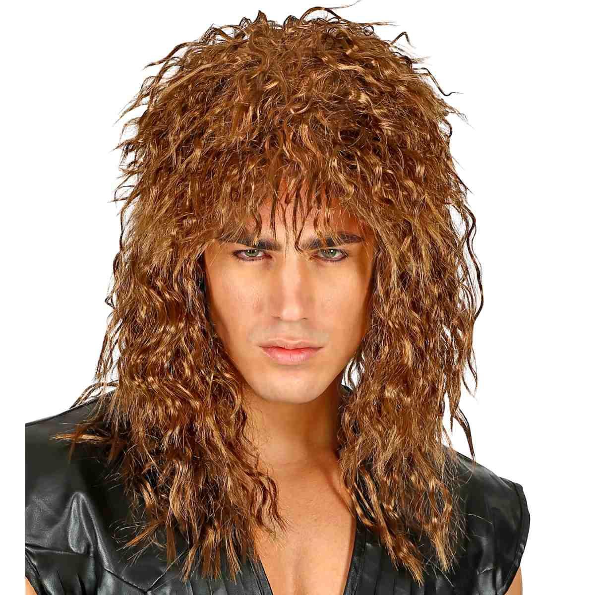 Parrucca castana rock star anni