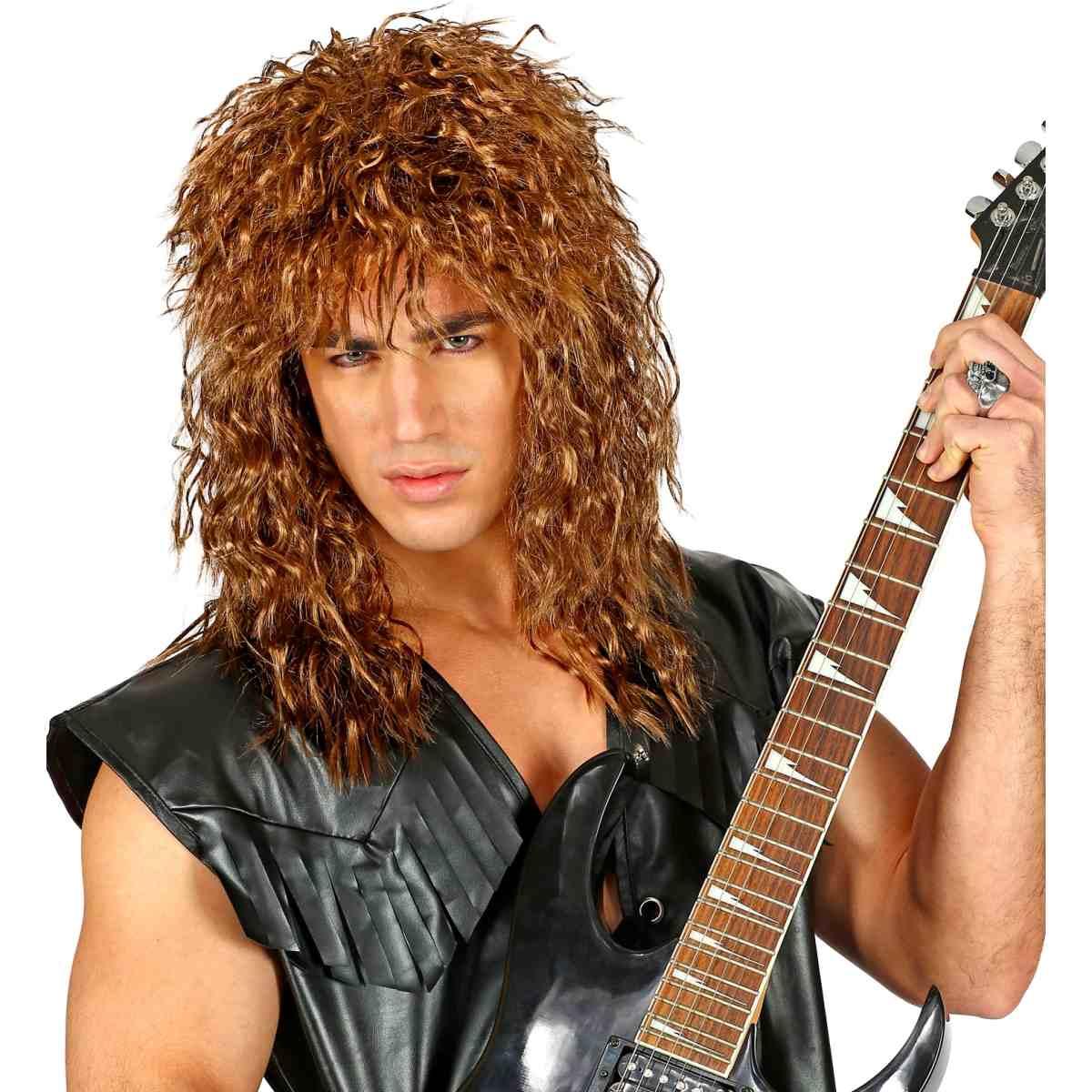 Parrucca castana rock star anni