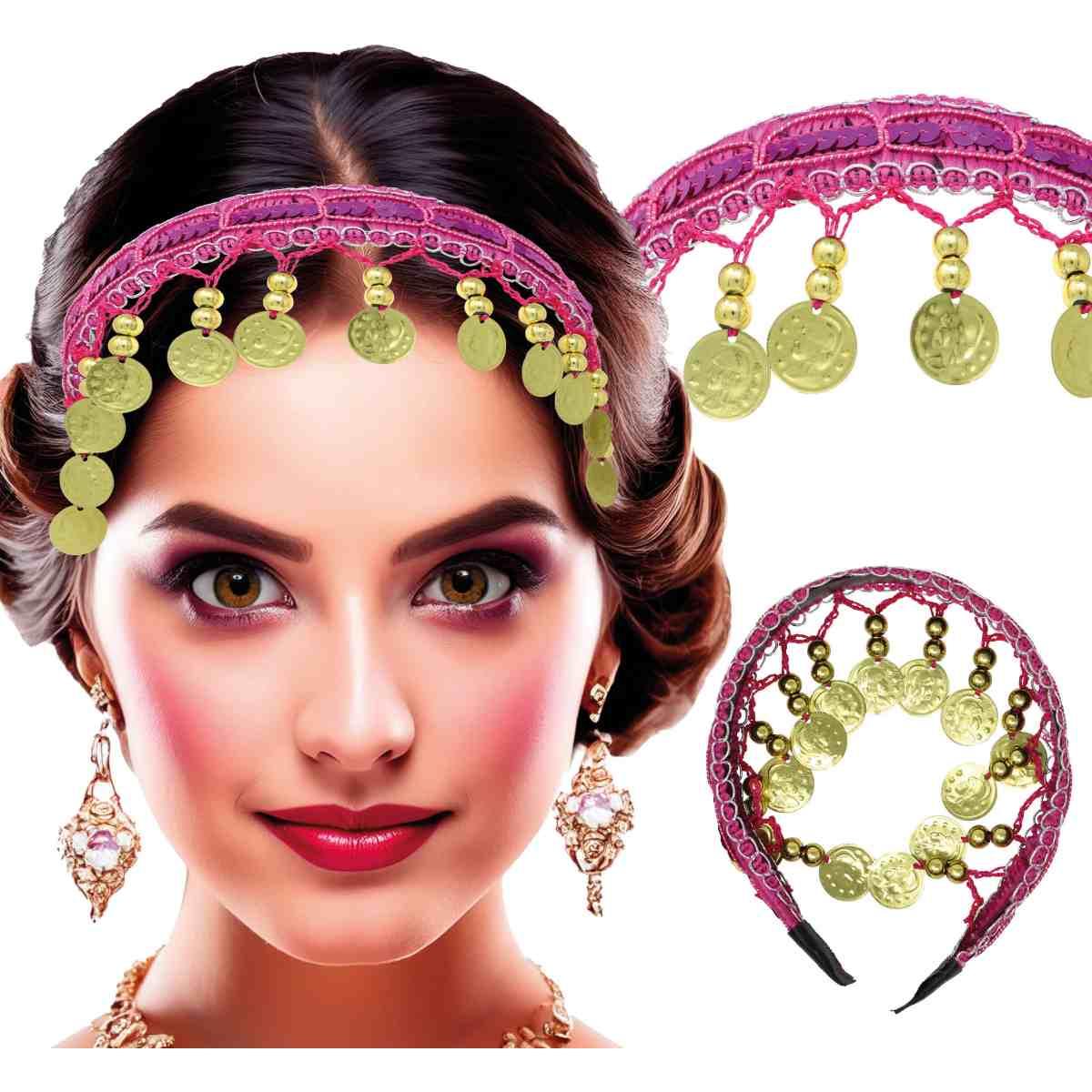 Copricapo gitana rosa monete