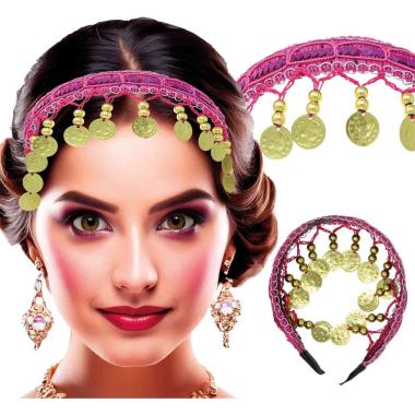 Copricapo gitana rosa monete