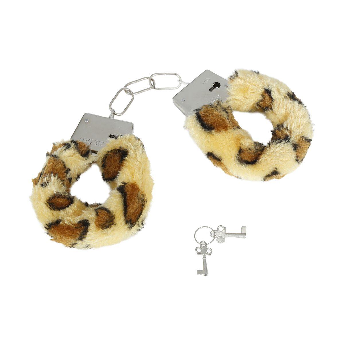 Manette metallo peluche leopardate chiave