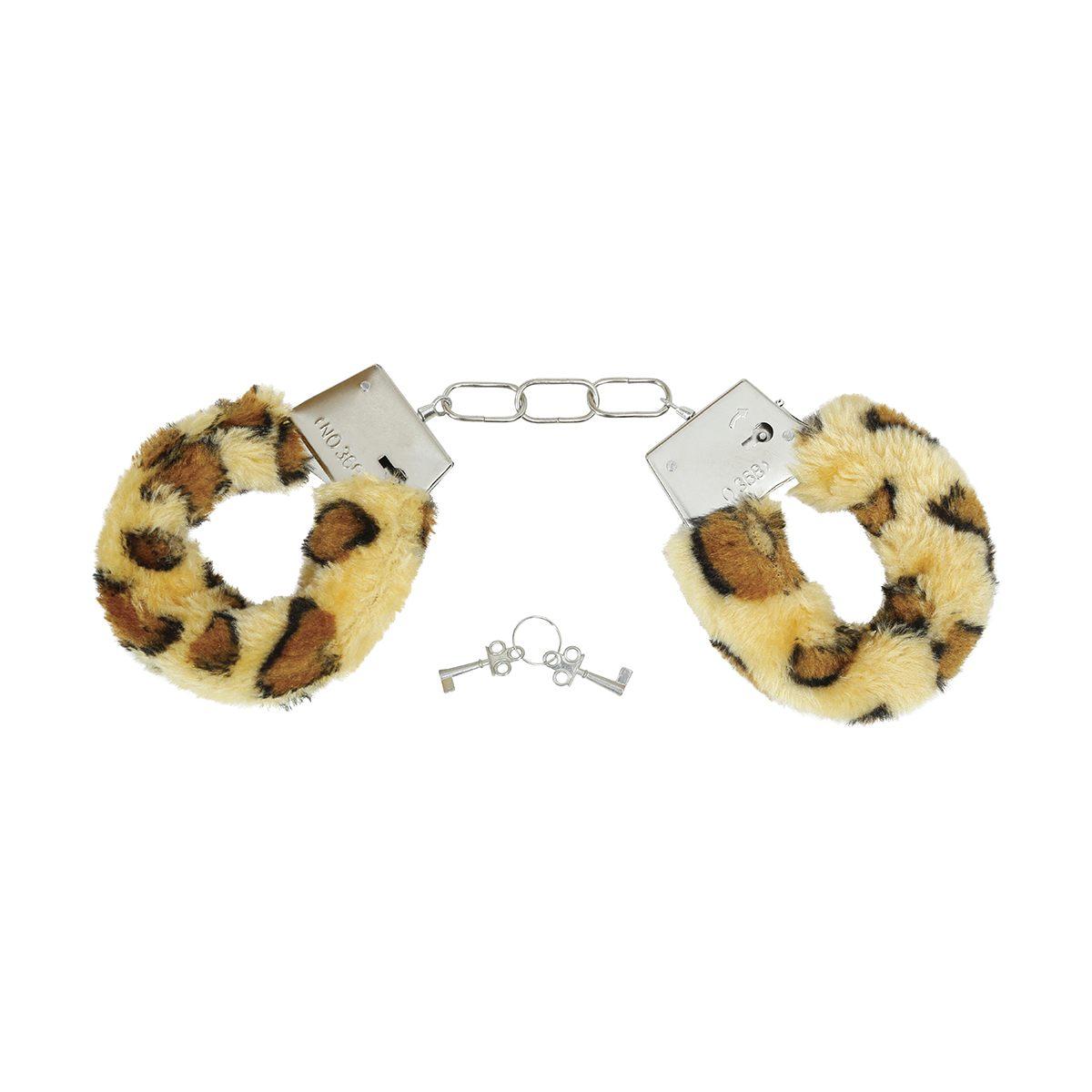 Manette metallo peluche leopardate chiave