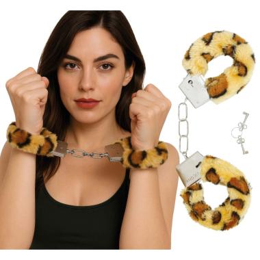 Manette metallo peluche leopardate chiave