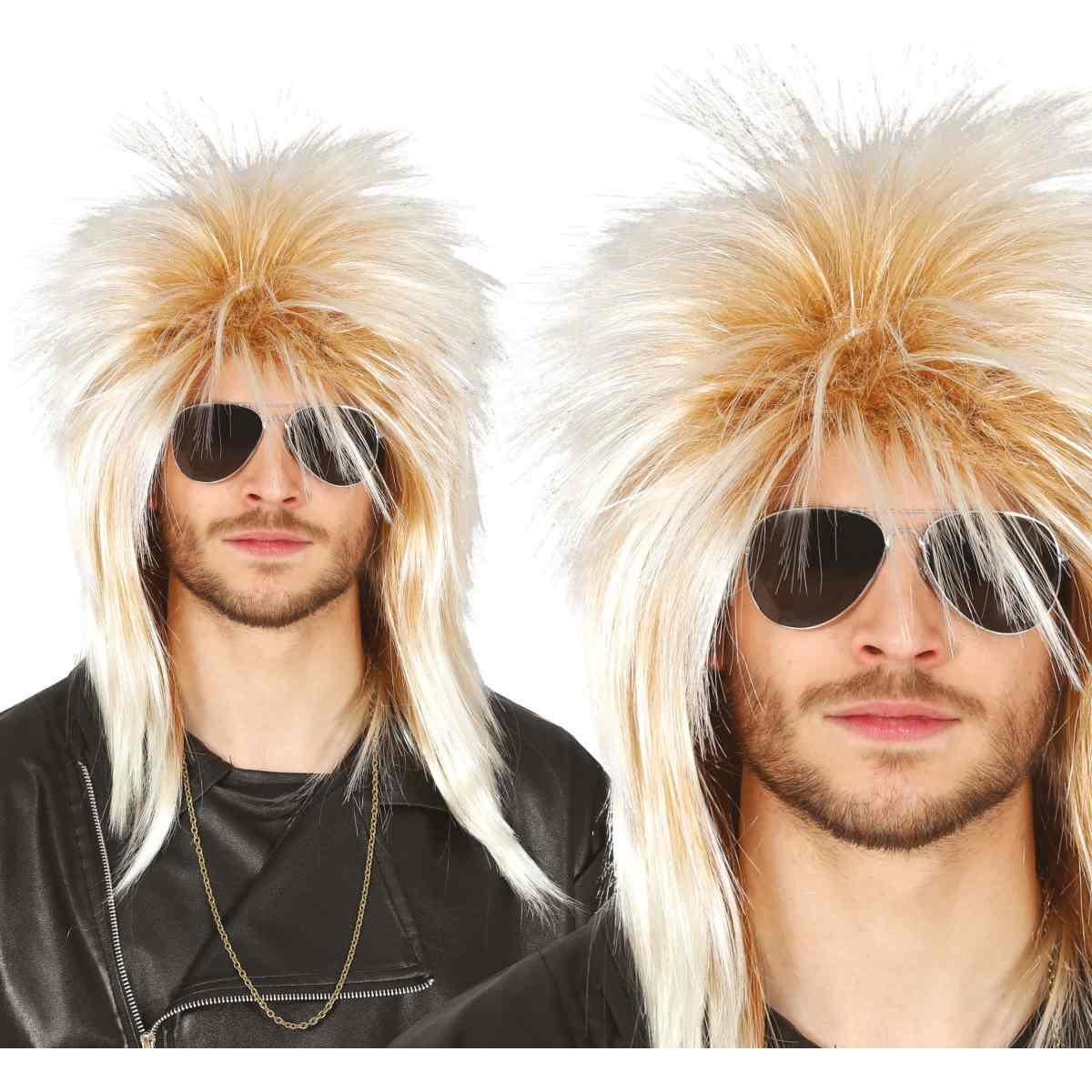 Parrucca punk rock bionda cresta