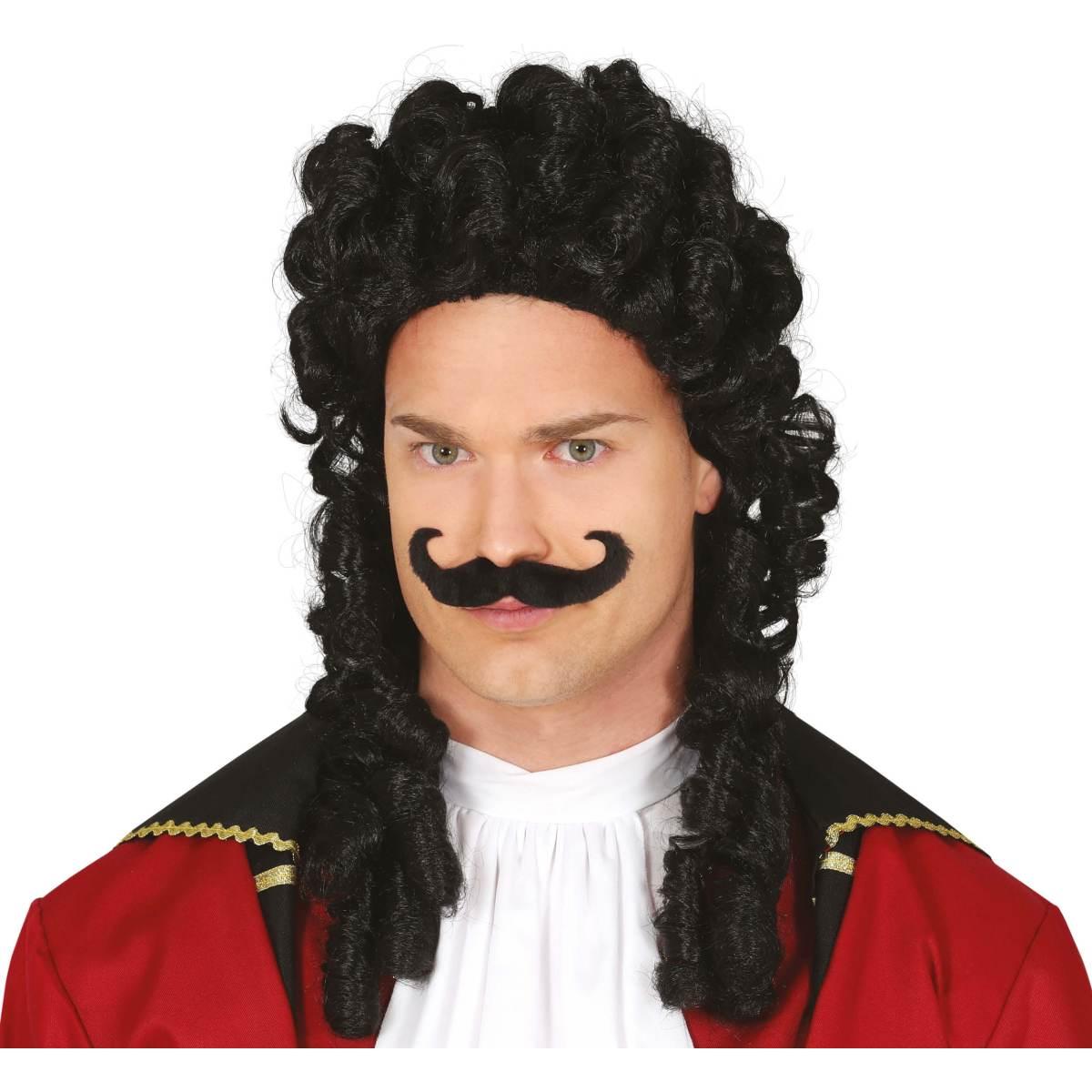 Parrucca capitano nera baffi
