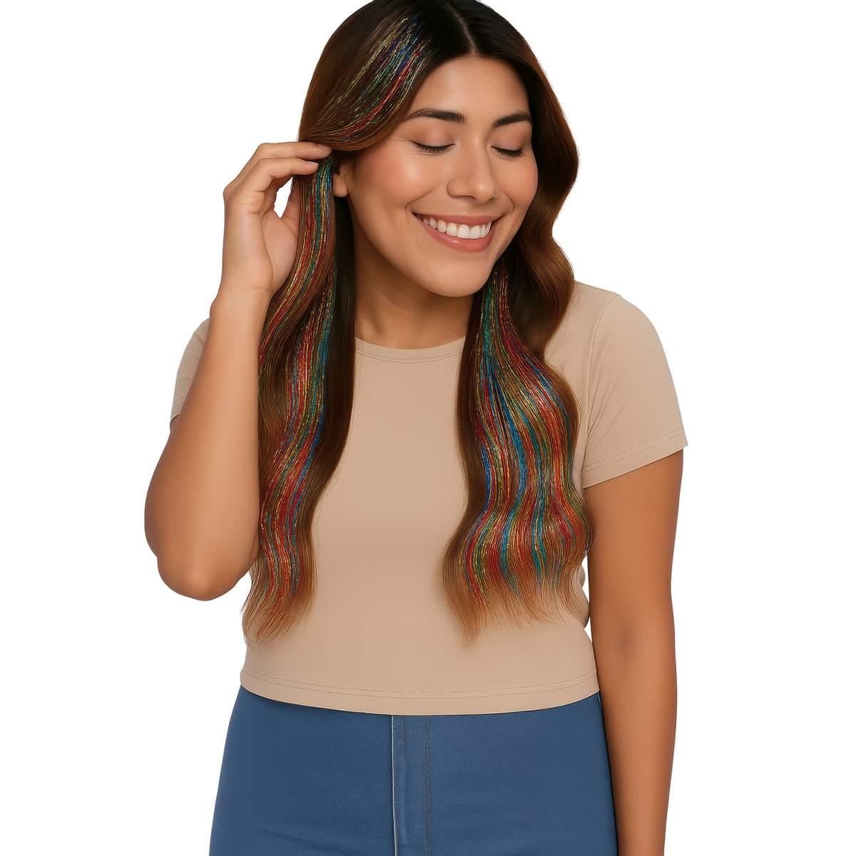 Extension capelli multicolor glitter Set 3 pz