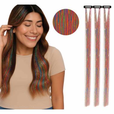 Extension capelli multicolor glitter Set 3 pz