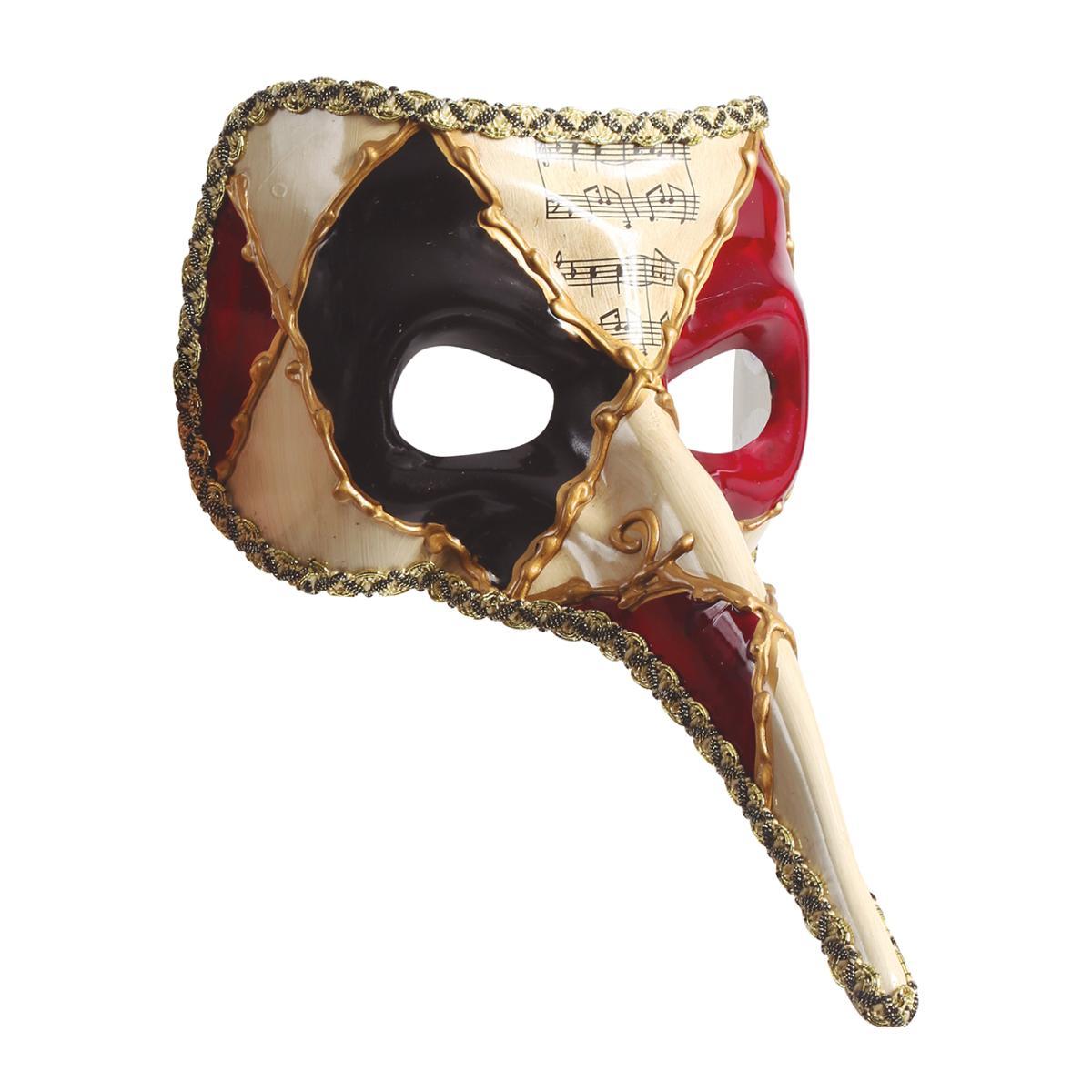 Maschera viso cartapesta naso lungo decorata